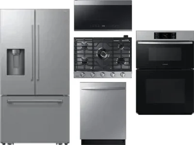 5 Piece Package Includes Refrigerator, Cooktop, Wall Oven, Microwave And Dishwasher