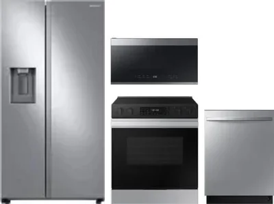 4 Piece Package Includes Refrigerator, Range, Microwave And Dishwasher