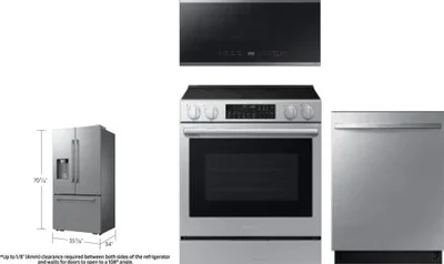 4 Piece Package Includes Refrigerator, Range, Microwave And Dishwasher