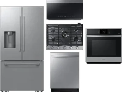 5 Piece Package Includes Refrigerator, Cooktop, Wall Oven, Microwave And Dishwasher