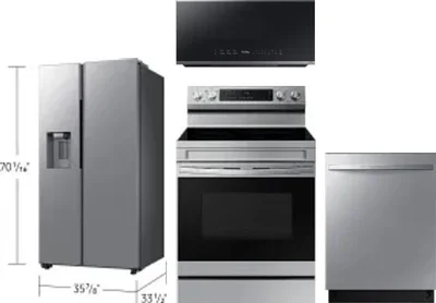 4 Piece Package Includes Refrigerator, Range, Microwave And Dishwasher