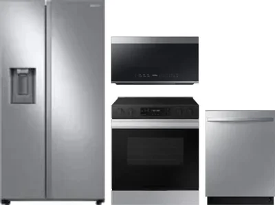 4 Piece Package Includes Refrigerator, Range, Microwave And Dishwasher