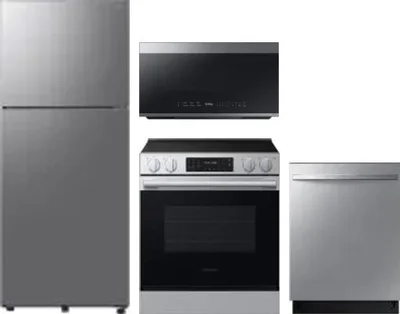 4 Piece Package Includes Refrigerator, Range, Microwave And Dishwasher