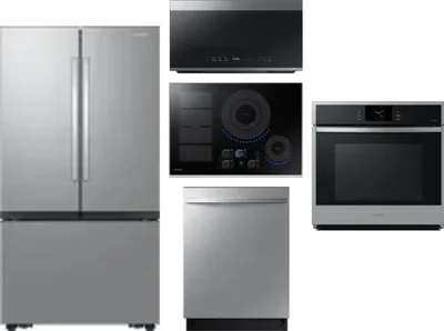 5 Piece Package Includes Refrigerator, Cooktop, Wall Oven, Microwave And Dishwasher