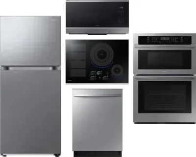 5 Piece Package Includes Refrigerator, Cooktop, Wall Oven, Microwave And Dishwasher