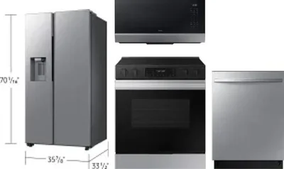 4 Piece Package Includes Refrigerator, Range, Microwave And Dishwasher