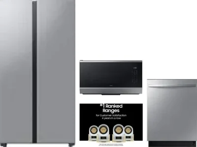 4 Piece Package Includes Refrigerator, Range, Microwave And Dishwasher