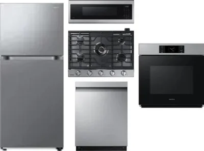 5 Piece Package Includes Refrigerator, Cooktop, Wall Oven, Microwave And Dishwasher