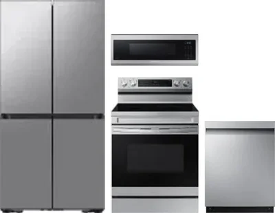 4 Piece Package Includes Refrigerator, Range, Microwave And Dishwasher