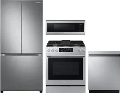 4 Piece Package Includes Refrigerator, Range, Microwave And Dishwasher