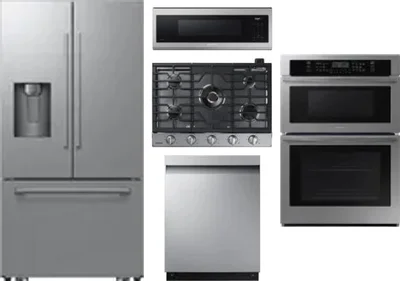 5 Piece Package Includes Refrigerator, Cooktop, Wall Oven, Microwave And Dishwasher