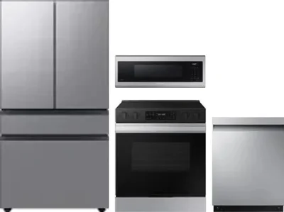 4 Piece Package Includes Refrigerator, Range, Microwave And Dishwasher