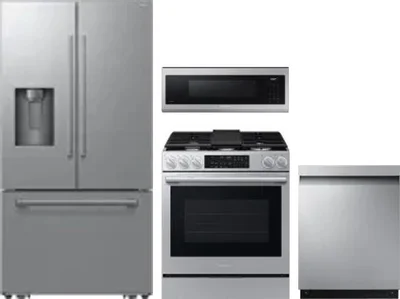 4 Piece Package Includes Refrigerator, Range, Microwave And Dishwasher