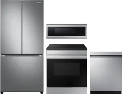 4 Piece Package Includes Refrigerator, Range, Microwave And Dishwasher
