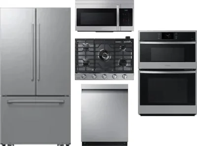 5 Piece Package Includes Refrigerator, Cooktop, Wall Oven, Microwave And Dishwasher