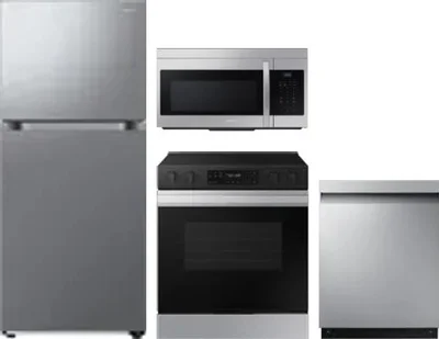 4 Piece Package Includes Refrigerator, Range, Microwave And Dishwasher