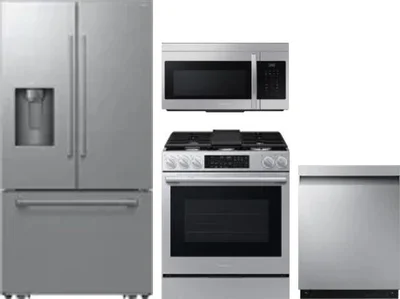 4 Piece Package Includes Refrigerator, Range, Microwave And Dishwasher