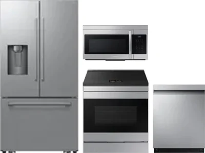 4 Piece Package Includes Refrigerator, Range, Microwave And Dishwasher