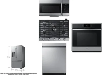 5 Piece Package Includes Refrigerator, Cooktop, Wall Oven, Microwave And Dishwasher