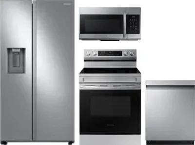 4 Piece Package Includes Refrigerator, Range, Microwave And Dishwasher
