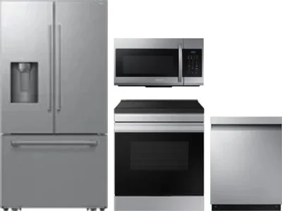 4 Piece Package Includes Refrigerator, Range, Microwave And Dishwasher