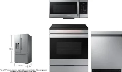 4 Piece Package Includes Refrigerator, Range, Microwave And Dishwasher