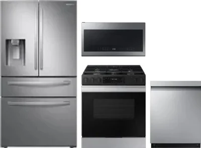 4 Piece Package Includes Refrigerator, Range, Microwave And Dishwasher