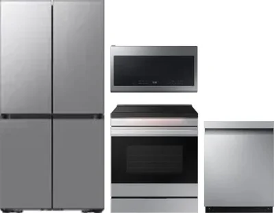 4 Piece Package Includes Refrigerator, Range, Microwave And Dishwasher