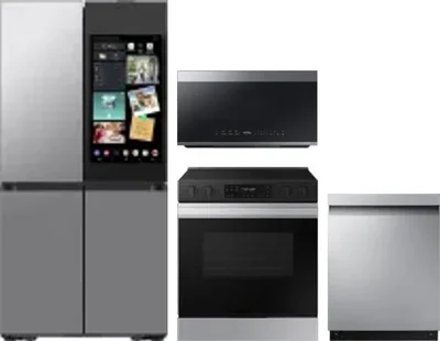 4 Piece Package Includes Refrigerator, Range, Microwave And Dishwasher