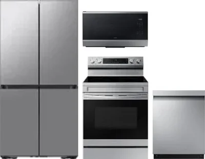 4 Piece Package Includes Refrigerator, Range, Microwave And Dishwasher