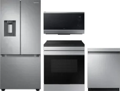 4 Piece Package Includes Refrigerator, Range, Microwave And Dishwasher