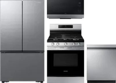 4 Piece Package Includes Refrigerator, Range, Microwave And Dishwasher