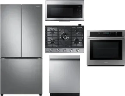 5 Piece Package Includes Refrigerator, Cooktop, Wall Oven, Microwave And Dishwasher