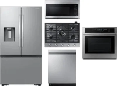 5 Piece Package Includes Refrigerator, Cooktop, Wall Oven, Microwave And Dishwasher