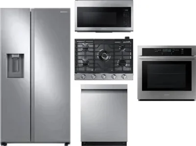 5 Piece Package Includes Refrigerator, Cooktop, Wall Oven, Microwave And Dishwasher