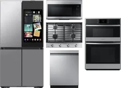 5 Piece Package Includes Refrigerator, Cooktop, Wall Oven, Microwave And Dishwasher
