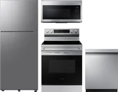 4 Piece Package Includes Refrigerator, Range, Microwave And Dishwasher