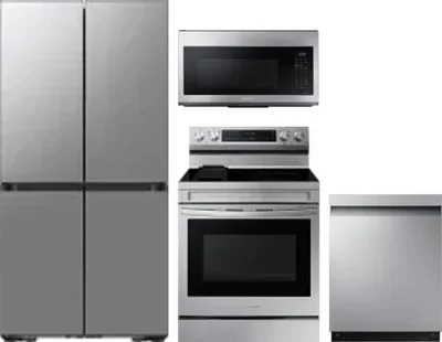 4 Piece Package Includes Refrigerator, Range, Microwave And Dishwasher