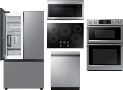 5 Piece Package Includes Refrigerator, Cooktop, Wall Oven, Microwave And Dishwasher