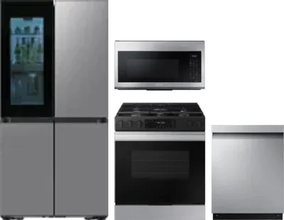 4 Piece Package Includes Refrigerator, Range, Microwave And Dishwasher