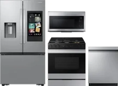 4 Piece Package Includes Refrigerator, Range, Microwave And Dishwasher