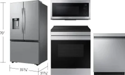 4 Piece Package Includes Refrigerator, Range, Microwave And Dishwasher