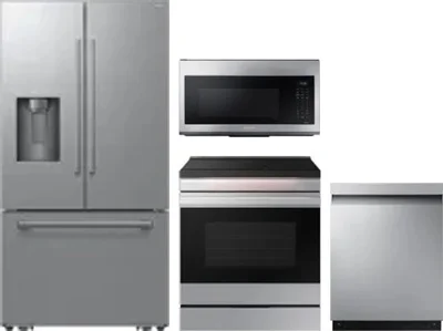 4 Piece Package Includes Refrigerator, Range, Microwave And Dishwasher