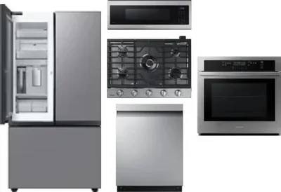 5 Piece Package Includes Refrigerator, Cooktop, Wall Oven, Microwave And Dishwasher