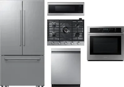 5 Piece Package Includes Refrigerator, Cooktop, Wall Oven, Microwave And Dishwasher