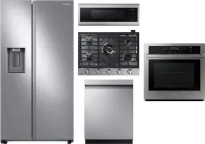 5 Piece Package Includes Refrigerator, Cooktop, Wall Oven, Microwave And Dishwasher