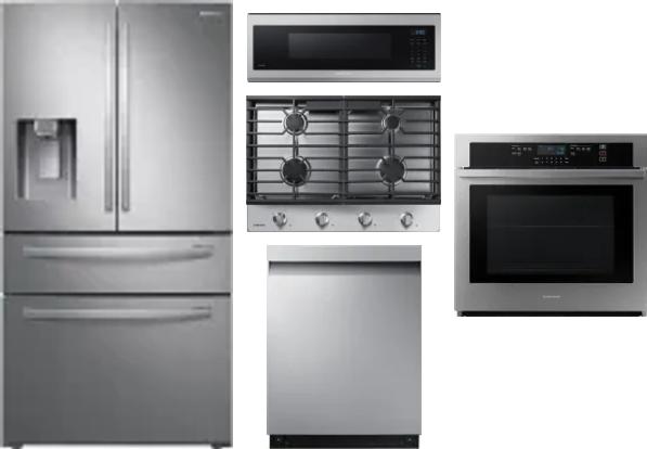 5 Piece Package Includes Refrigerator, Cooktop, Wall Oven, Microwave And Dishwasher