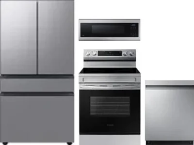 4 Piece Package Includes Refrigerator, Range, Microwave And Dishwasher
