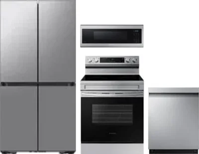 4 Piece Package Includes Refrigerator, Range, Microwave And Dishwasher