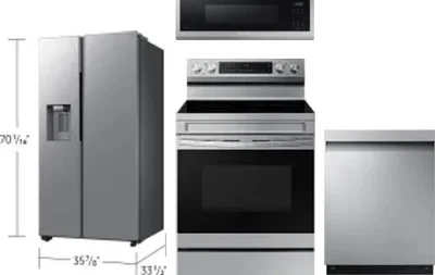 4 Piece Package Includes Refrigerator, Range, Microwave And Dishwasher